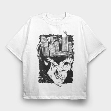 City Skull Art, Tricou Oversize Barbati (Unisex)