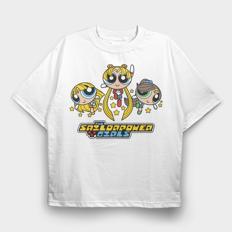 The Powerpuff Girls Sailor, Tricou Oversize Barbati (Unisex)