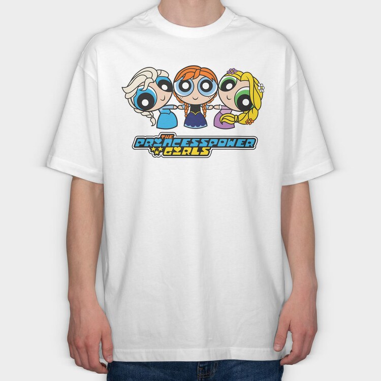 The Powerpuff Girls Frozen Rapunzel, Tricou Oversize Barbati (Unisex)
