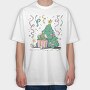 Christmas Tree New Year Character Present Pillow, Tricou Oversize Barbati (Unisex)