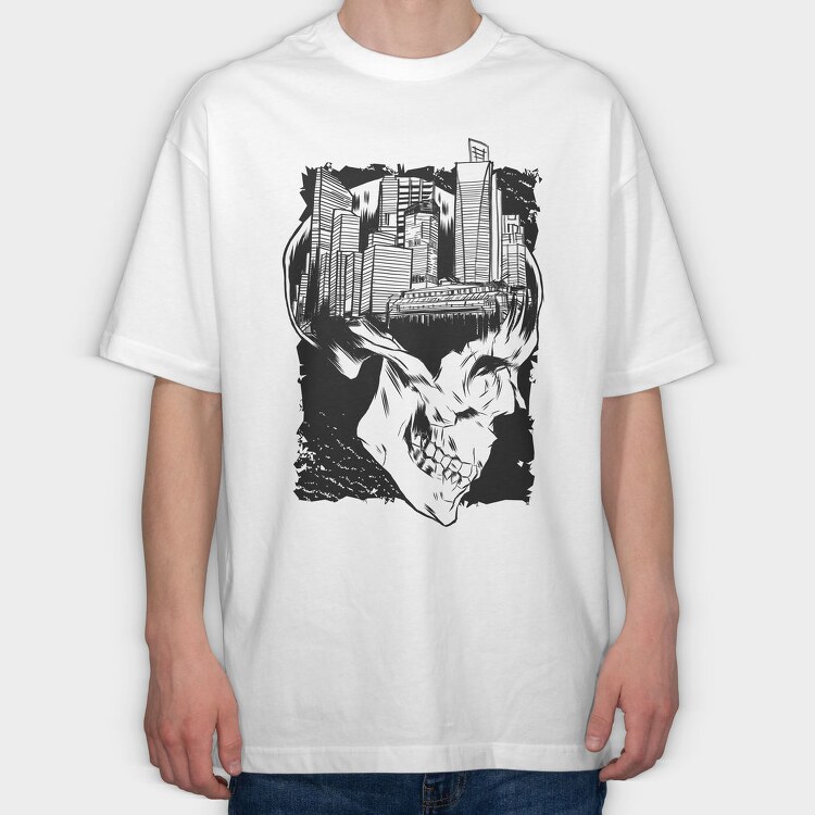 City Skull Art, Tricou Oversize Barbati (Unisex)