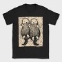 Cute Hand Drawn Otters Lino Art, Tricou Barbati (Unisex)