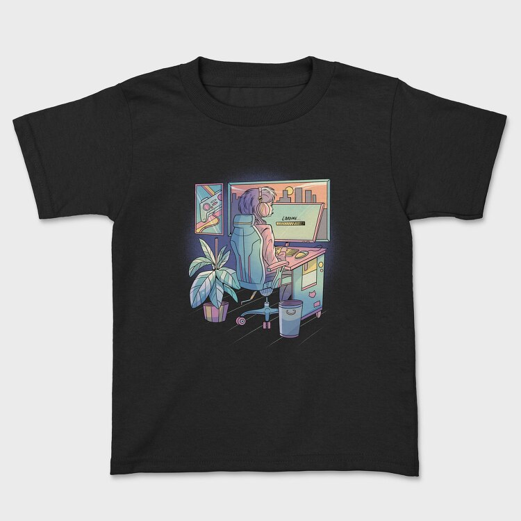 Anime Gamer Girl Vaporwave, Tricou Copii