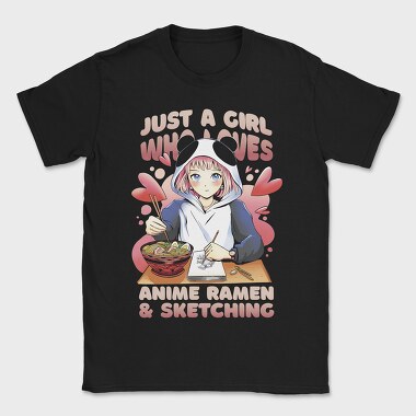 Anime Girl Ramen And Sketching, Tricou Barbati (Unisex)
