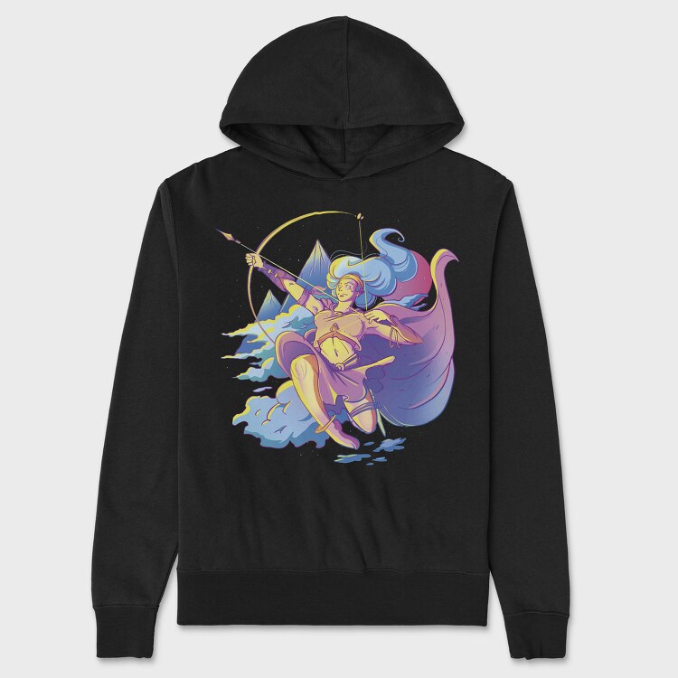 Artemis Greek Mythology Goddess Retrowave, Hanorac Oversize Barbati (Unisex)