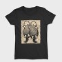 Cute Hand Drawn Otters Lino Art, Tricou Femei