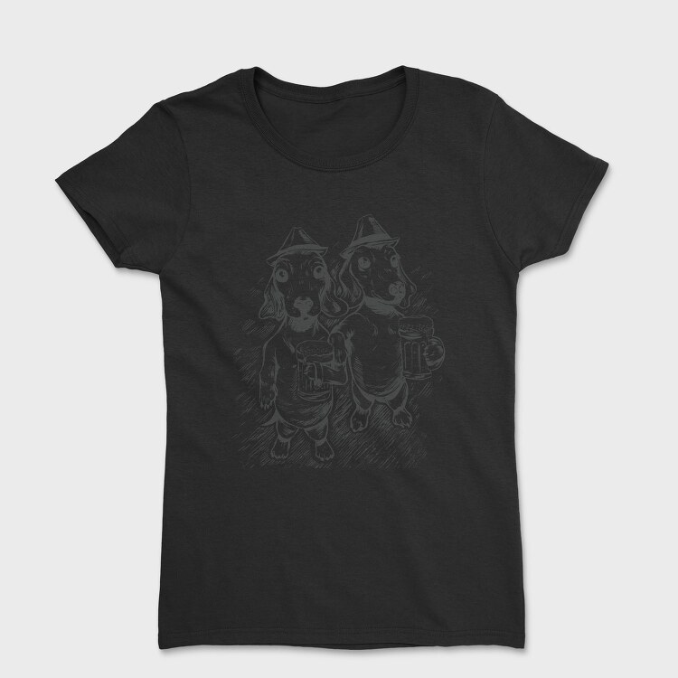 Dachshund Dogs And Beer Daschund Sketch Gc, Tricou Femei