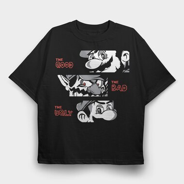 The Good the Bad the Ugly Mario, Tricou Oversize Barbati (Unisex)