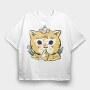 Cottagecore Cat, Tricou Oversize Barbati (Unisex)