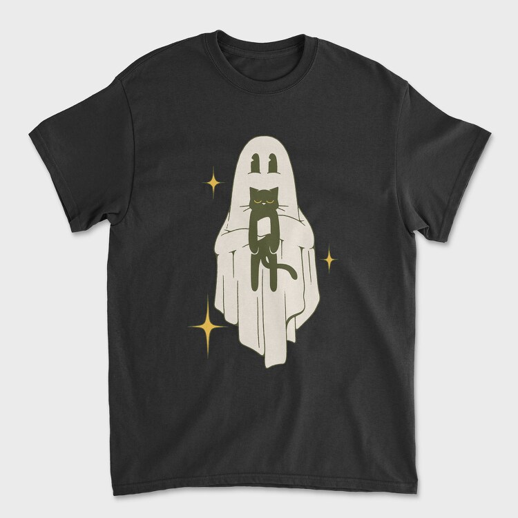 Ghost With Cat, Tricou Barbati (Unisex)