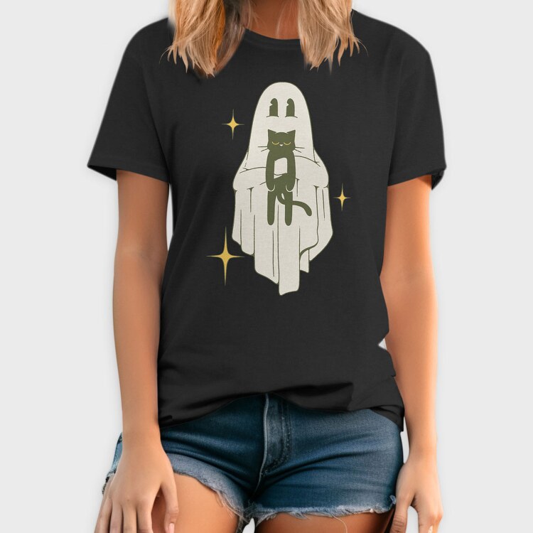 Ghost With Cat, Tricou Barbati (Unisex)