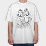 Dachshund Dogs And Beer Daschund Sketch Gc, Tricou Oversize Barbati (Unisex)