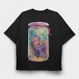 Cozy Worm Reading Books Jar Chill, Tricou Oversize Barbati (Unisex)