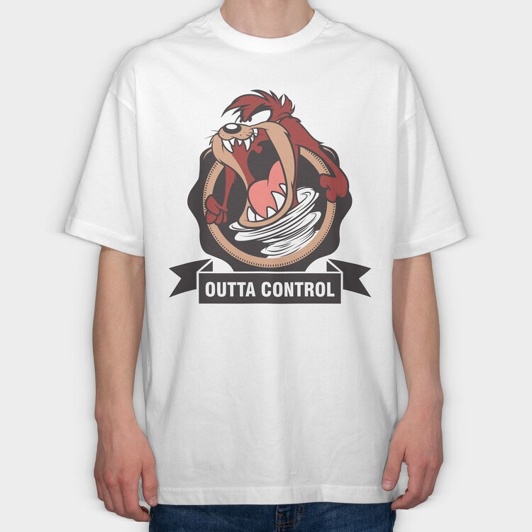Tasmanian Devil Outta Control, Tricou Oversize Barbati (Unisex)