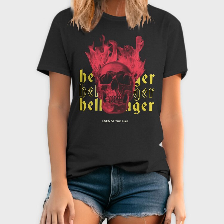 Skull Hell Fire, Tricou Barbati (Unisex)