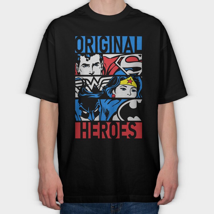 Superman Wonder Women Batman, Tricou Oversize Barbati (Unisex)