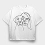 Continuous Line Dog And Woman Coninous, Tricou Oversize Barbati (Unisex)