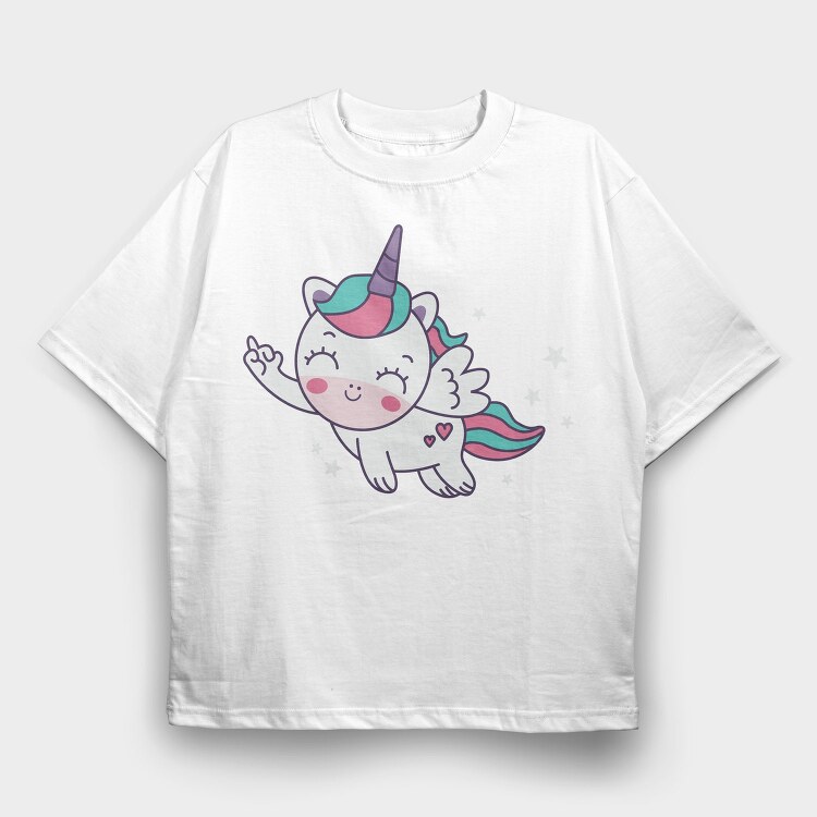 Cute Flying Unicorn, Tricou Oversize Barbati (Unisex)