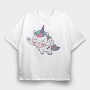 Cute Flying Unicorn, Tricou Oversize Barbati (Unisex)