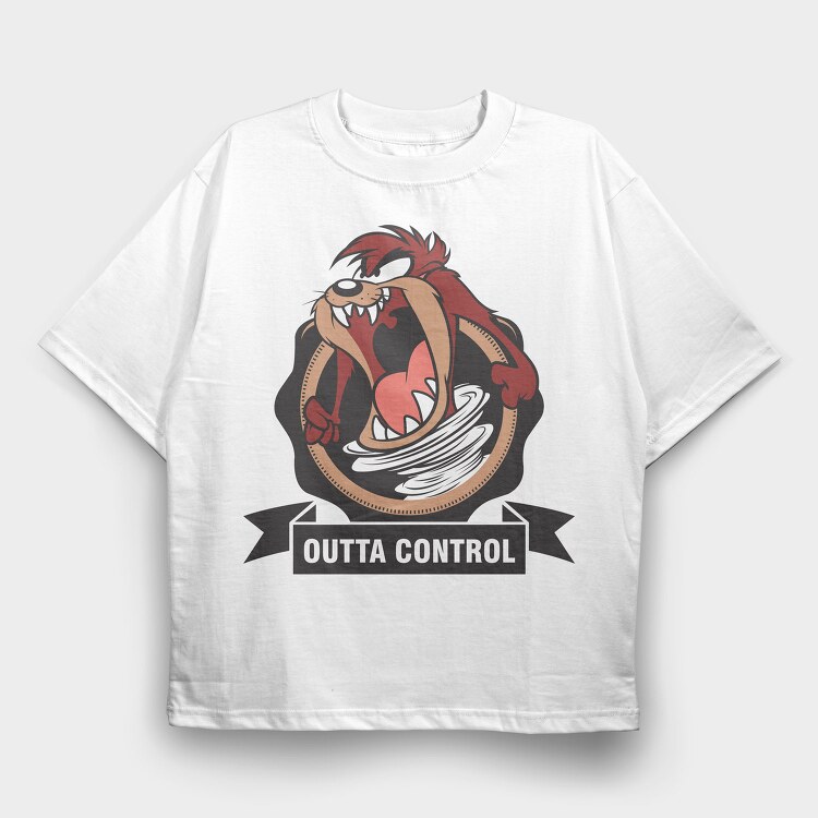 Tasmanian Devil Outta Control, Tricou Oversize Barbati (Unisex)