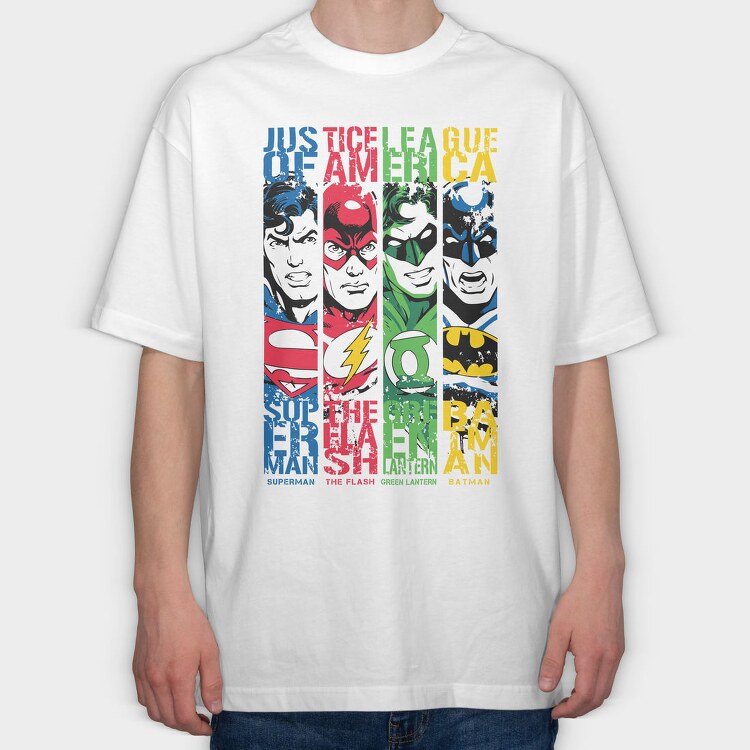 Superman the Flash Green Lanter Batman, Tricou Oversize Barbati (Unisex)