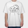 Continuous Line Dog And Woman Coninous, Tricou Oversize Barbati (Unisex)