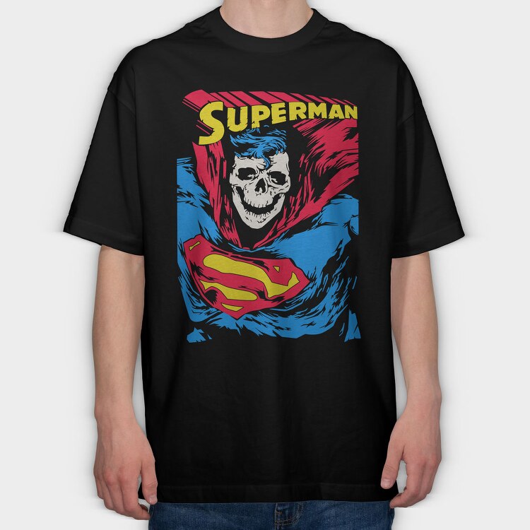 Superman Skull, Tricou Oversize Barbati (Unisex)