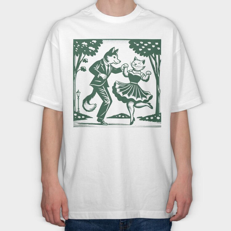 Dancing Foxes Tote, Tricou Oversize Barbati (Unisex)