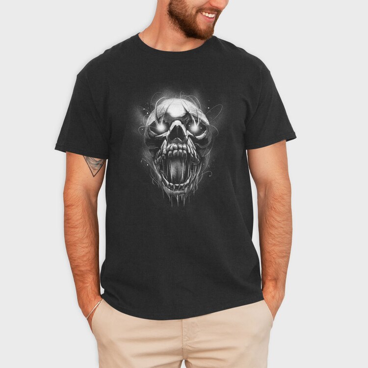 Creepy Skull Light Monochrome, Tricou Barbati (Unisex)