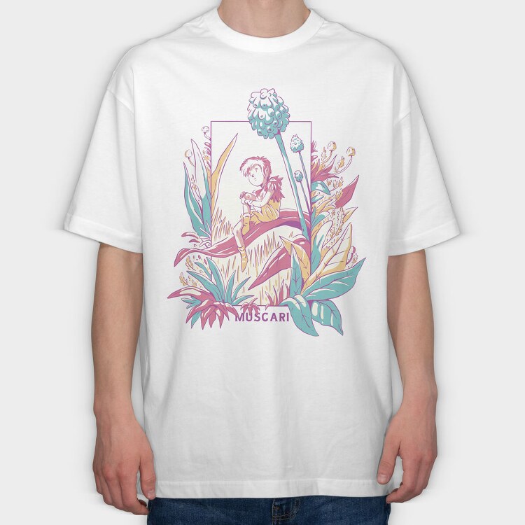 Cute Fantasy Fairy With Flowers Fairycore, Tricou Oversize Barbati (Unisex)