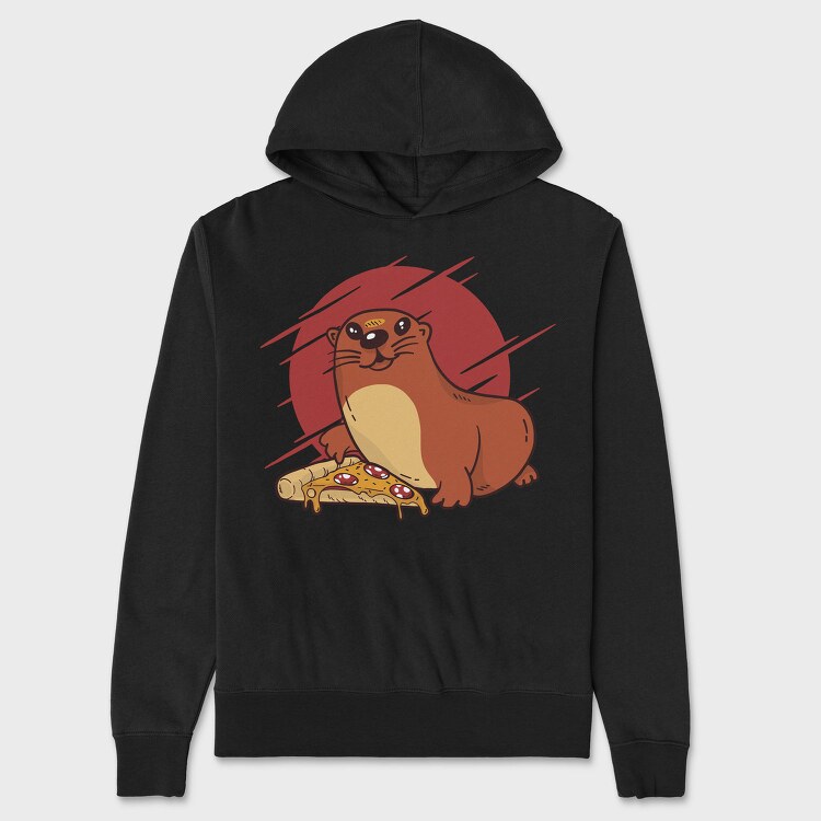 Baby Otter Pizza, Hanorac Oversize Barbati (Unisex)