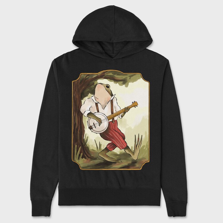 Banjo Frog Vintage Illustrations, Hanorac Oversize Barbati (Unisex)