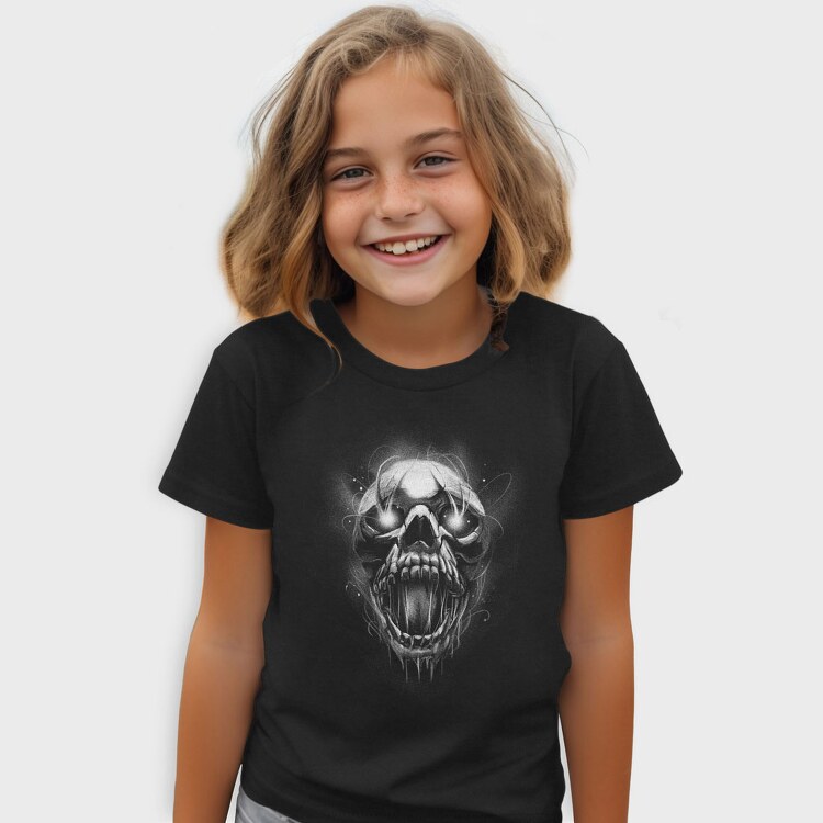 Creepy Skull Light Monochrome, Tricou Copii