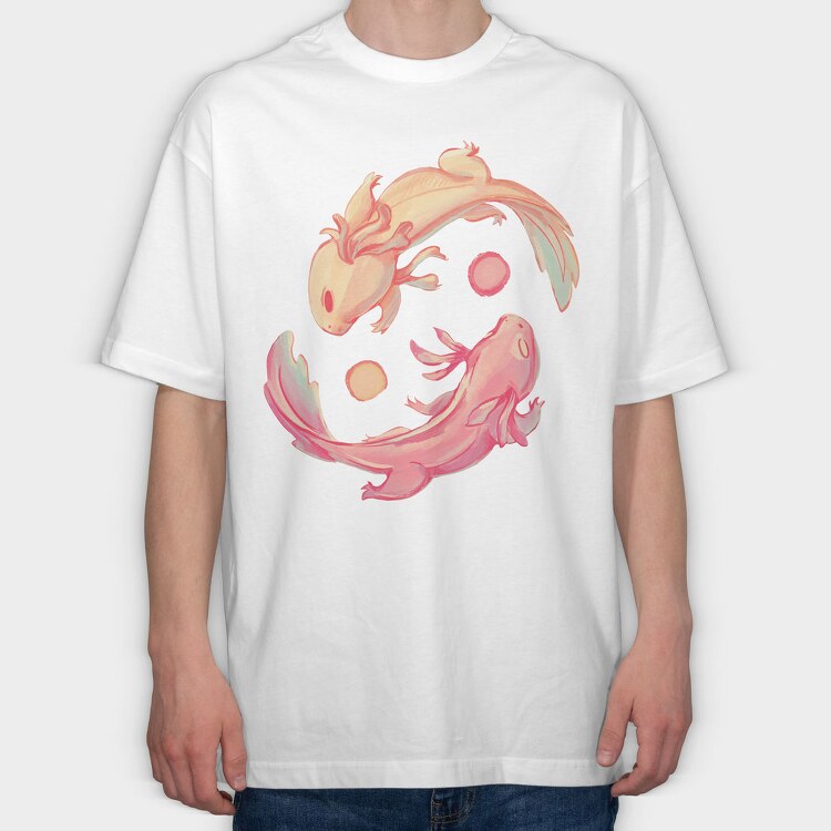 Axolotl Yin Yang, Tricou Oversize Barbati (Unisex)