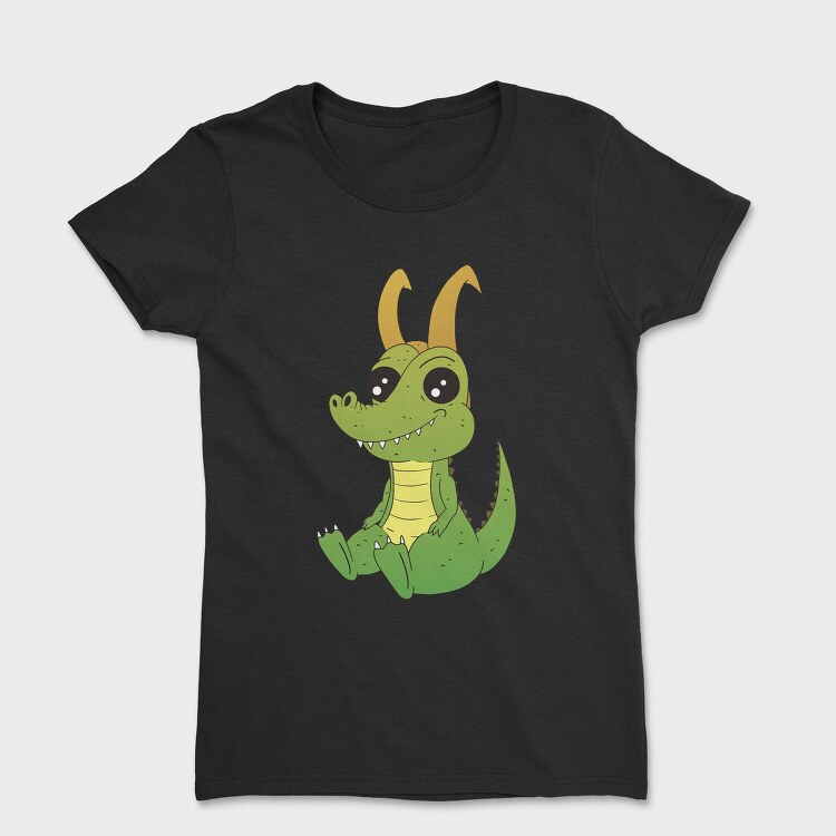 Cute Horned Crocodile Golden Horns, Tricou Femei