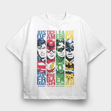 Superman the Flash Green Lanter Batman, Tricou Oversize Barbati (Unisex)
