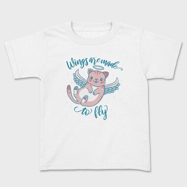 Cute Cat Angel Wings Are Made To Fly Mug, Tricou Copii