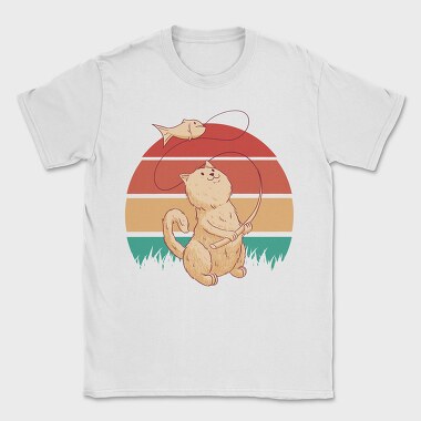 Cute Cat Fishing Retro Sunset, Tricou Barbati (Unisex)