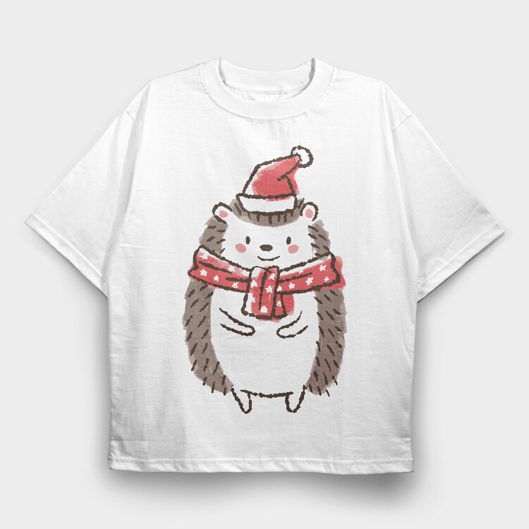 Cute Christmas Hedgehog, Tricou Oversize Barbati (Unisex)