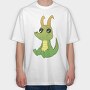 Cute Horned Crocodile Golden Horns, Tricou Oversize Barbati (Unisex)