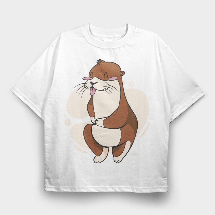 Cute Otter Cartoon, Tricou Oversize Barbati (Unisex)