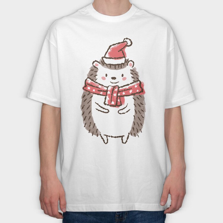 Cute Christmas Hedgehog, Tricou Oversize Barbati (Unisex)