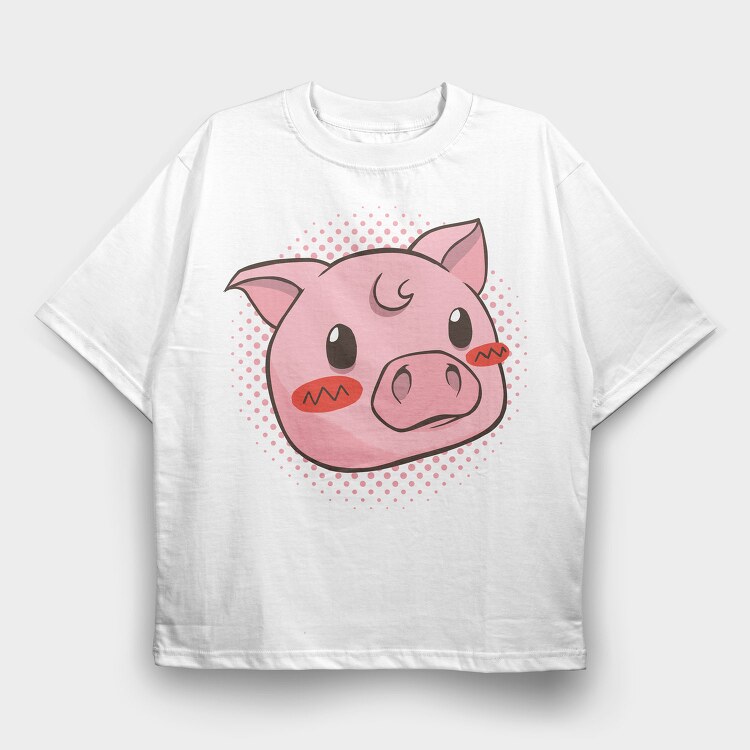 Cute Pig Piggy, Tricou Oversize Barbati (Unisex)