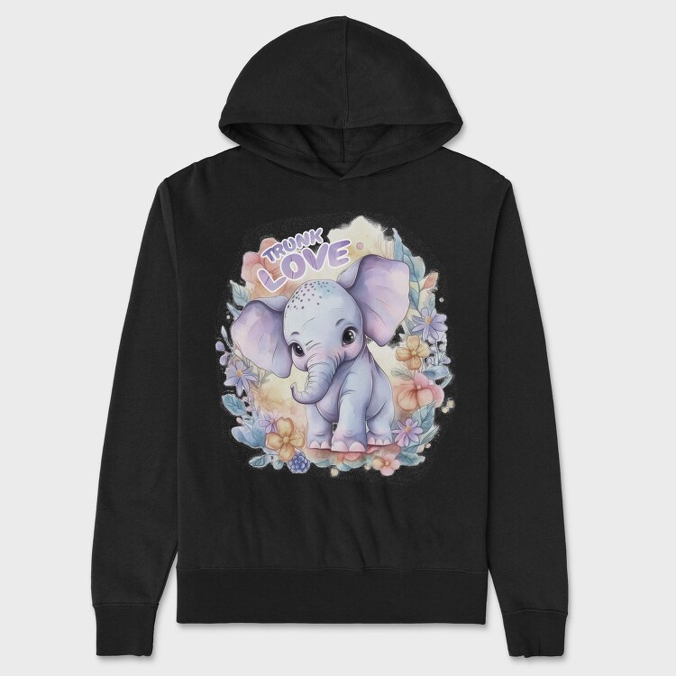 Cute Elephant In Nature Watercolor Tote, Hanorac Oversize Barbati (Unisex)