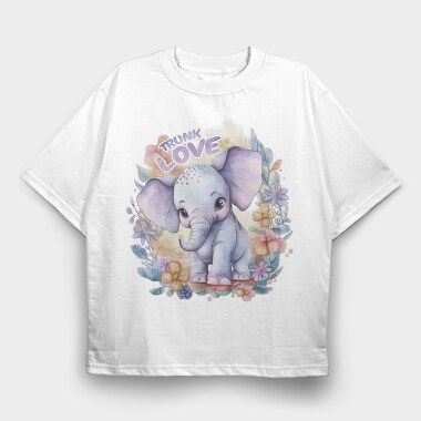 Cute Elephant In Nature Watercolor Tote, Tricou Oversize Barbati (Unisex)