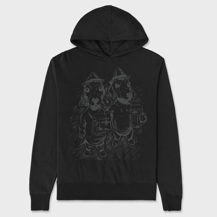 Dachshund Dogs And Beer Daschund Sketch Gc, Hanorac Oversize Barbati (Unisex)
