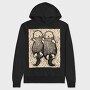 Cute Hand Drawn Otters Lino Art, Hanorac Oversize Barbati (Unisex)