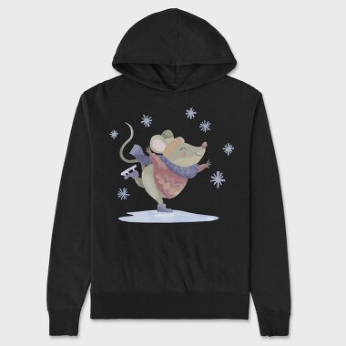 Cute Mouse Skating Mug, Hanorac Oversize Barbati (Unisex)