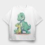 Cute Prehistoric Dinosaur Family Dinosuar, Tricou Oversize Barbati (Unisex)