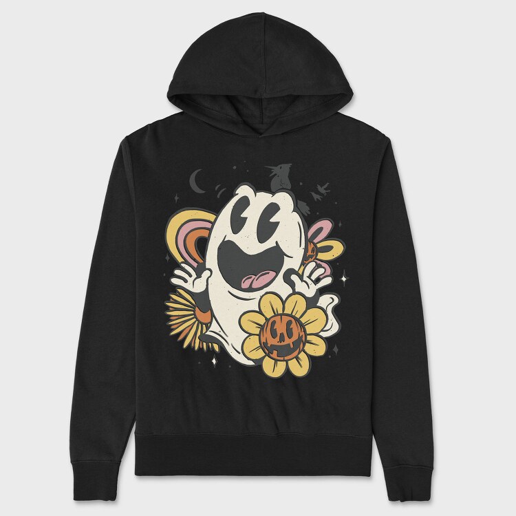 Cute Retro Ghost Halloween Vintage, Hanorac Oversize Barbati (Unisex)